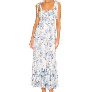 Yumi Kim Trisha maxi Dress sz Medium Lunar Garden Floral Smocked blue white NWT